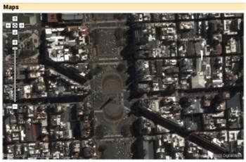 CLICK PARA AMPLIAR. El cruce de las avenidas Corrientes y 9 de julio, en la Ciudad de Buenos Aires, vistos por Google.