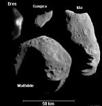 Comparación de varios asteroides